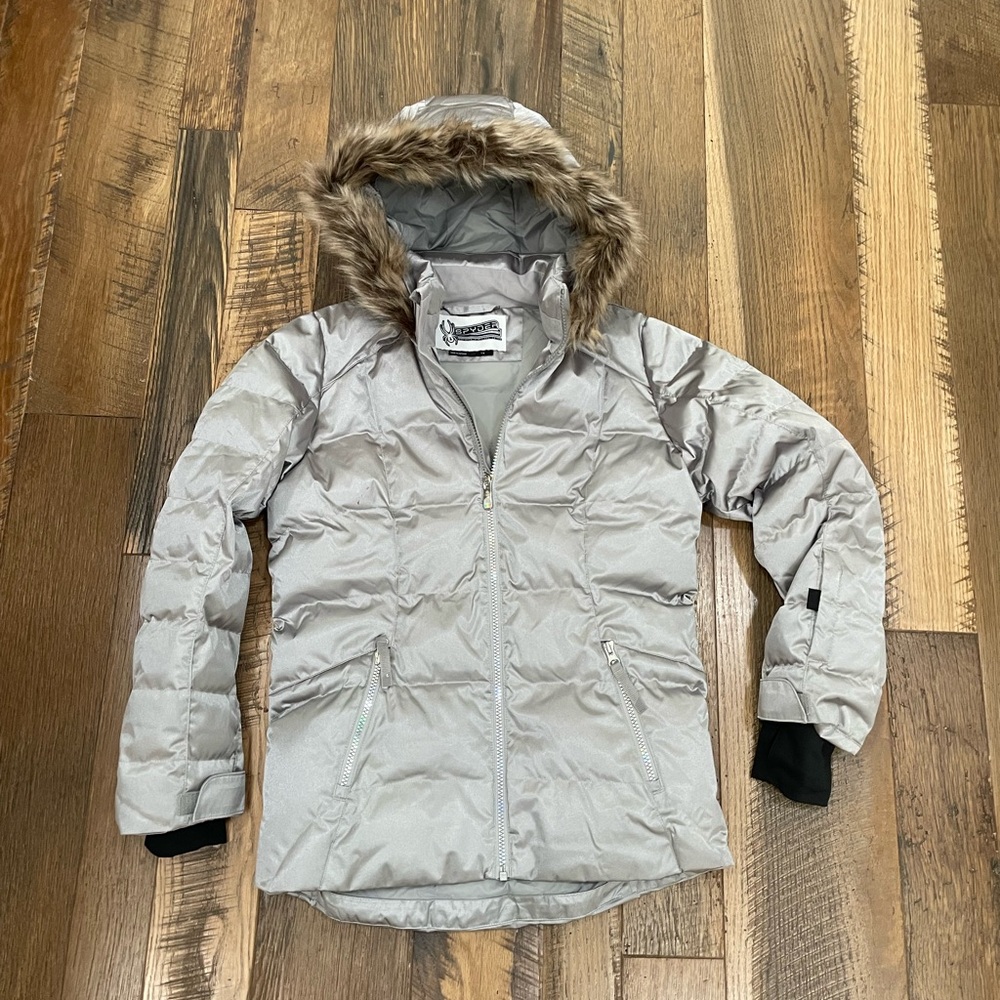 Spyder Silver puffer long coat girl 14